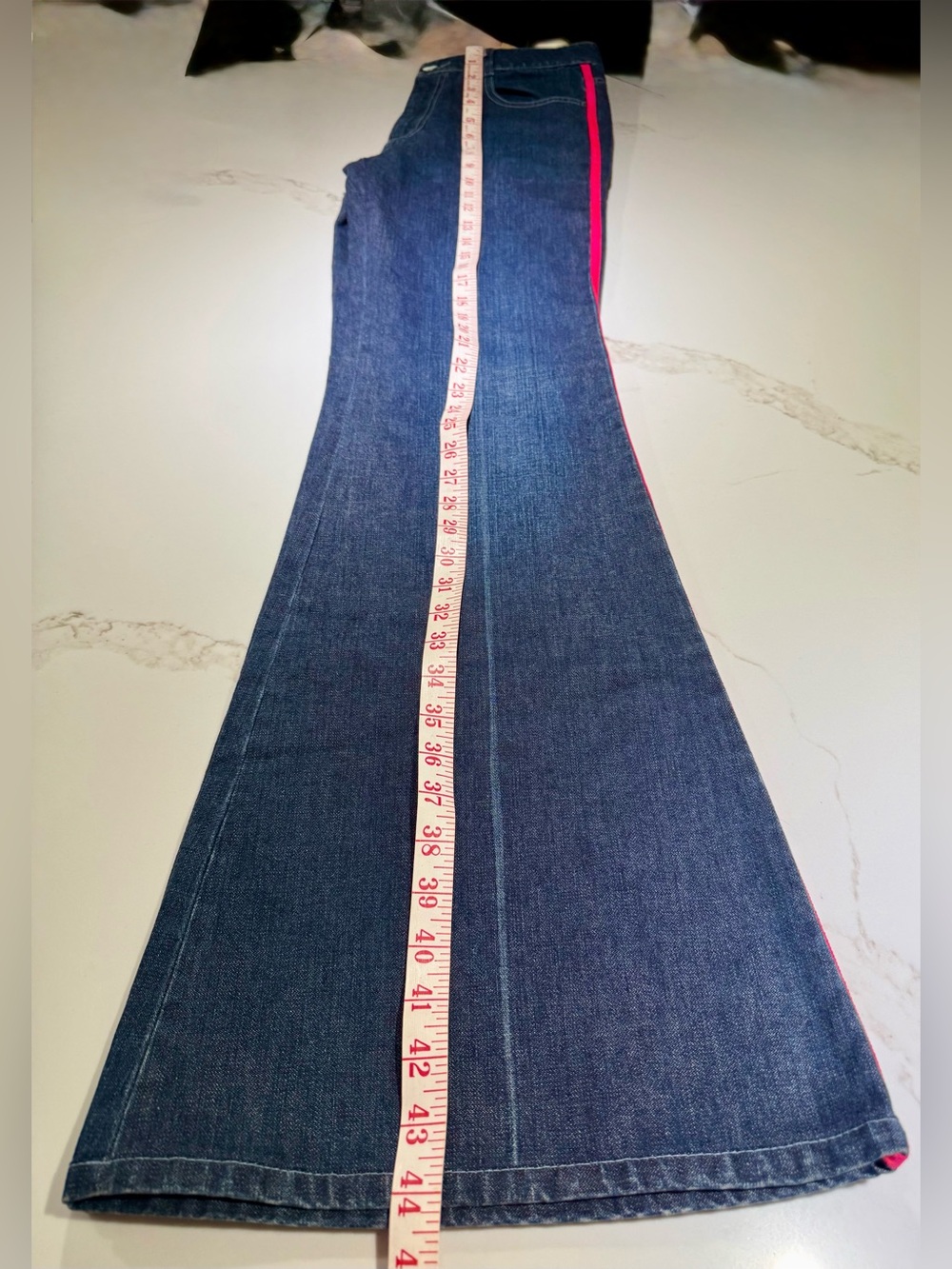STELLA McCartney Dark Blue Denim Jeans with Pink Ribbon Accent, Size 28 - Picture 4 of 14
